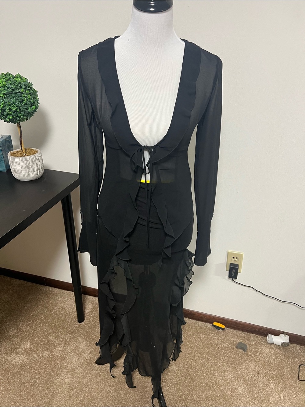 NWOT Black Ruffled Sheer set